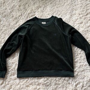 Tory Sport Dark Green velour Crewneck Top